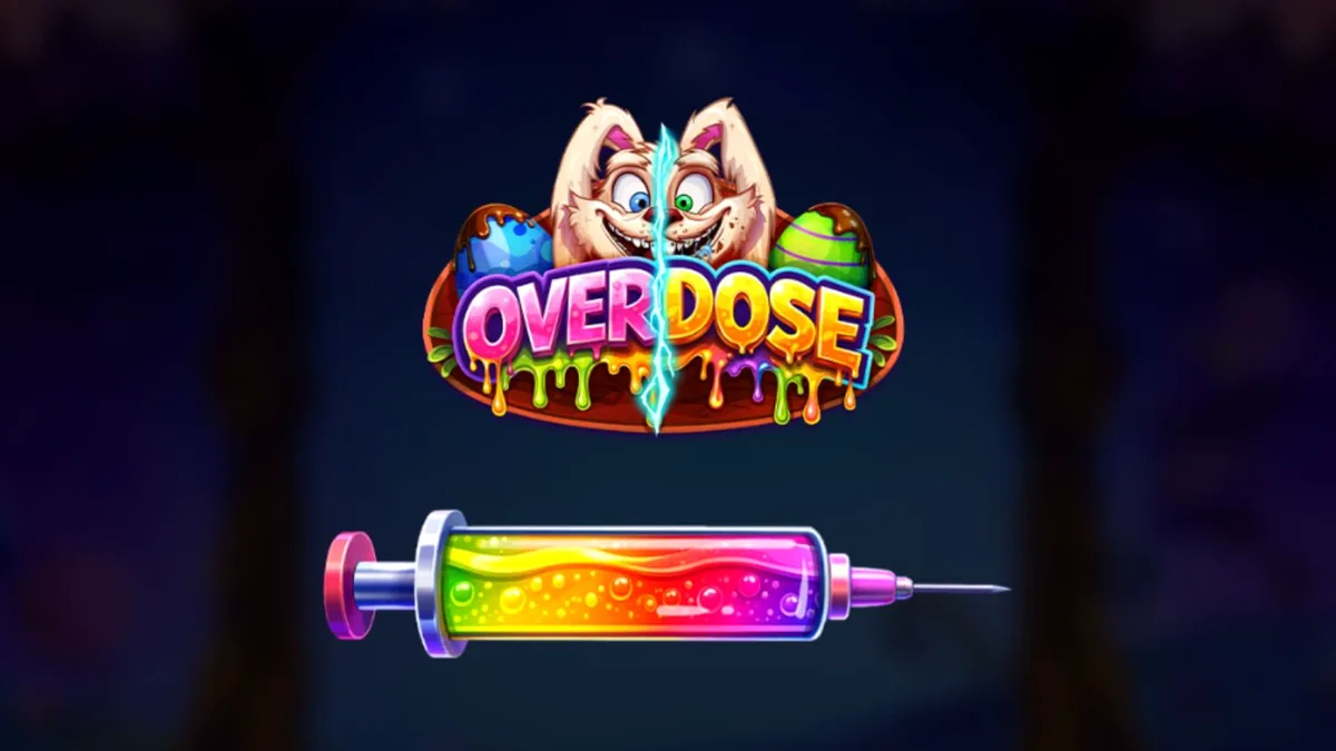 Interface do slot Overdose com elementos de fantasia e doces