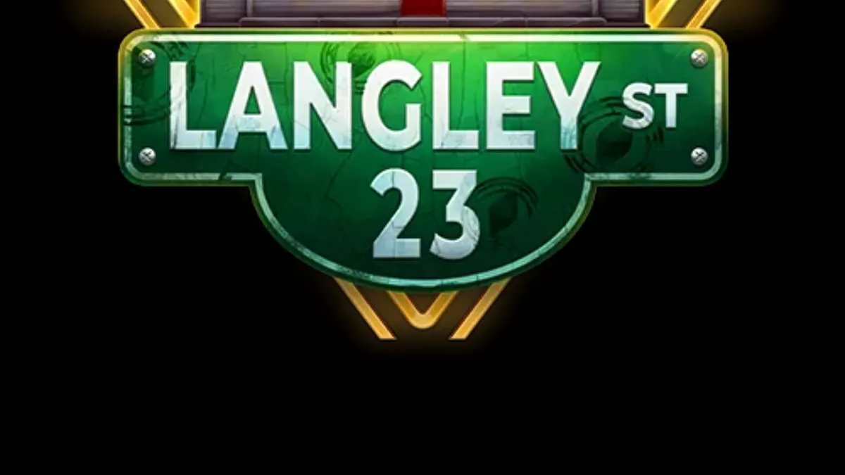 Interface do jogo de slot Langley Street 23 com elementos de conspiração e detetive.