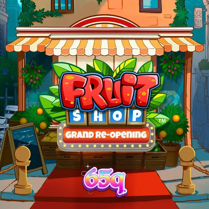 Interface colorida e vibrante do slot Fruit Shop Grand Re-Opening